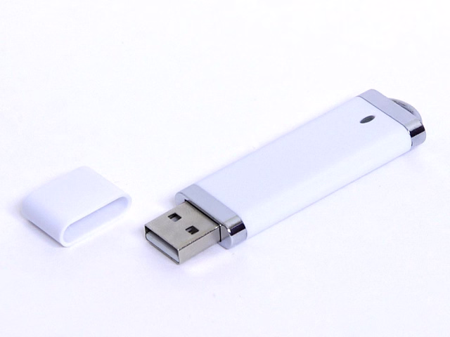 USB-флешка промо на 32 Гб прямоугольной классической формы, белый USB-флешка промо на 32 Гб прямоугольной классической формы, белый