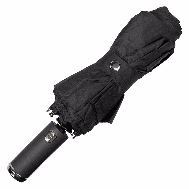 Зонт складной автоматический, Forest Lotus Flashlight, диаметр 100 см, радиус 23 дюйма, 9 панелей, в подарочной коробке,  черный