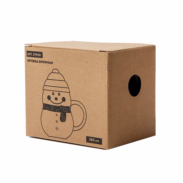 Кружка SNOWMAN с крышкой, белый с красным, 380мл, фарфор, силикон Кружка SNOWMAN с крышкой, белый с красным, 380мл, фарфор, силикон