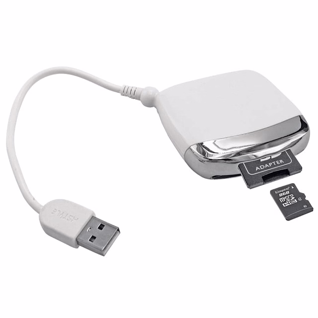 Картридер (для карт памяти SD/MMC/CF/MS); белый; 6х6х1,5см; пластик; тампопечать Картридер (для карт памяти SD/MMC/CF/MS); белый; 6х6х1,5см; пластик; тампопечать