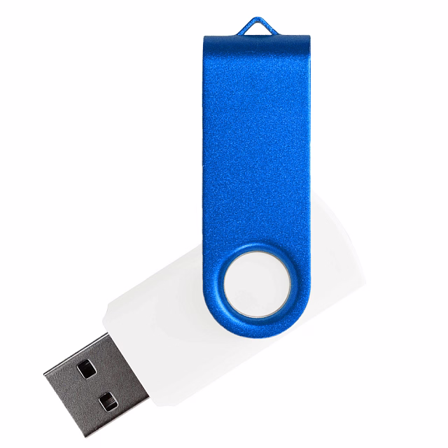 Флеш накопитель USB 2.0 Twister Сolor Mix 16GB, пластик Софт Тач/металл, белый/синий