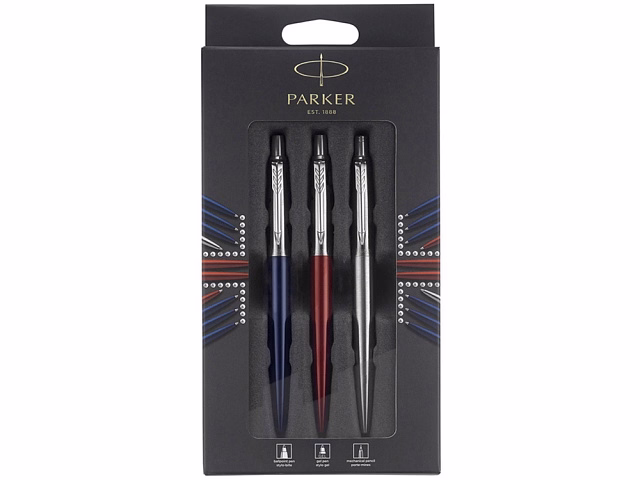 Набор Parker Jotter London Trio: гелевая ручка Red CT + шариковая ручка Blue CT + карандаш Stainless Steel CT Набор Parker Jotter London Trio: гелевая ручка Red CT + шариковая ручка Blue CT + карандаш Stainless Steel CT