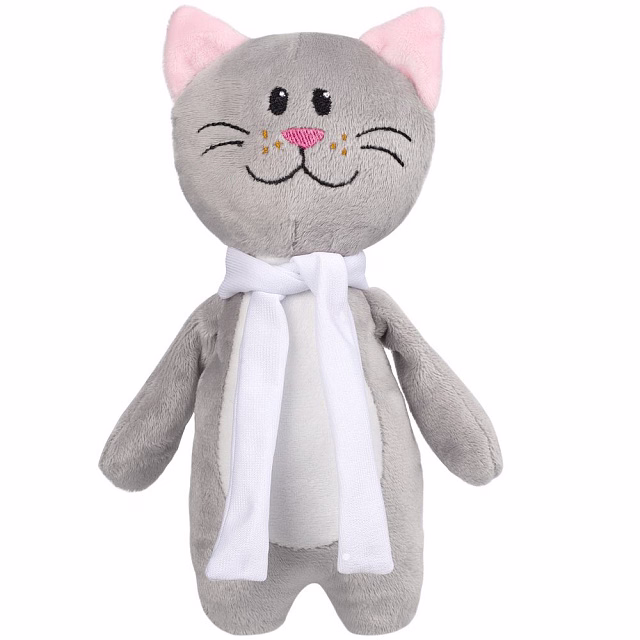 Мягкая игрушка Beastie Toys, котик с белым шарфом Мягкая игрушка Beastie Toys, котик с белым шарфом