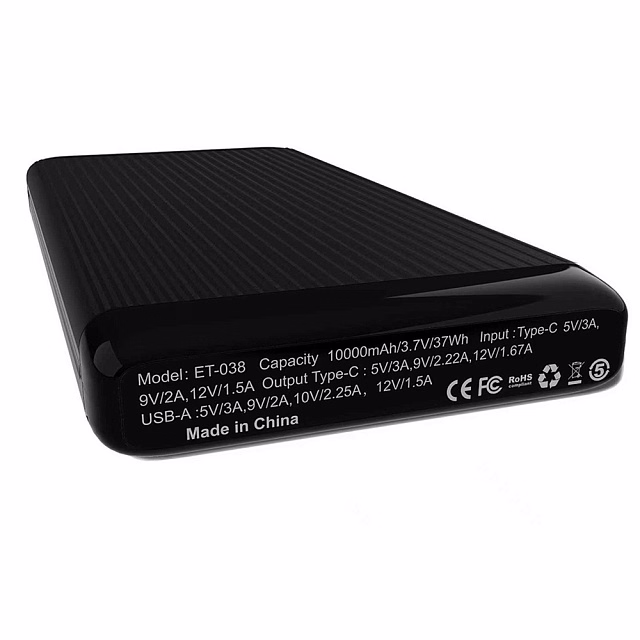 Внешний аккумулятор Orvex c быстрой зарядкой (до 22,5W), 10000 mAh, черный