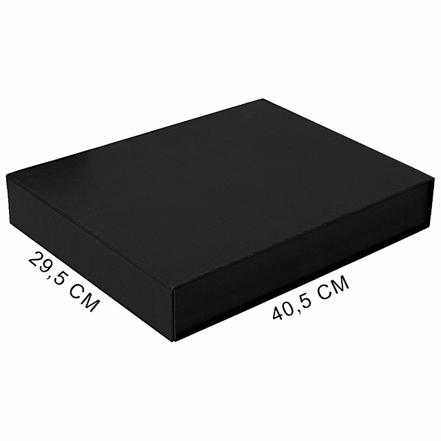Подарочная коробка, размер 29,5x40,5x8 см, Solution Prestige Linen с магнитным клапаном, черная, с черным ложементом под вырубку Подарочная коробка, размер 29,5x40,5x8 см, Solution Prestige Linen с магнитным клапаном, черная, с черным ложементом под вырубку
