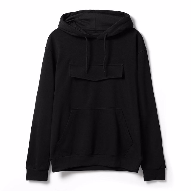 Худи унисекс с карманом на груди Chest Pocket, черное Худи унисекс с карманом на груди Chest Pocket, черное