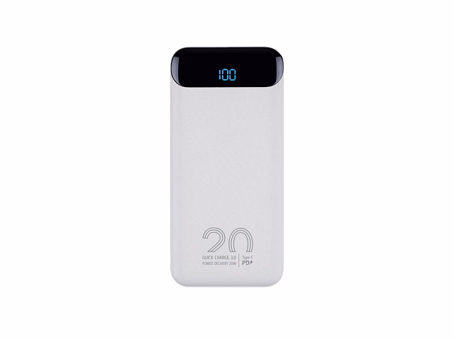 RIVACASE VA2580 (20 000mAh), QC/PD 20W внешний аккумулятор с дисплеем, белый /24 RIVACASE VA2580 (20 000mAh), QC/PD 20W внешний аккумулятор с дисплеем, белый /24