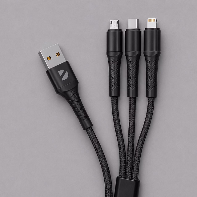 Дата-кабель Armor 3 в 1: micro USB, USB-C, Ligthning, 1.2м, черный, Deppa Дата-кабель Armor 3 в 1: micro USB, USB-C, Ligthning, 1.2м, черный, Deppa
