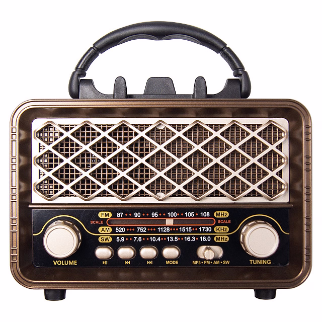 Ретро радио в стиле радиолы, диапазон частот  AM FM SW, USB, Bluetooth, Heritage Timeless, цвет  коричневый