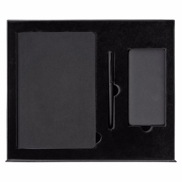 Набор подарочный Solution Prestige Yota Trio (Ежедневник Flexy Latte Color А5, Внешний аккумулятор (powerbank) «WeCharge Velvet», ручка SAMURAI Requis ) в подарочный коробке, черный