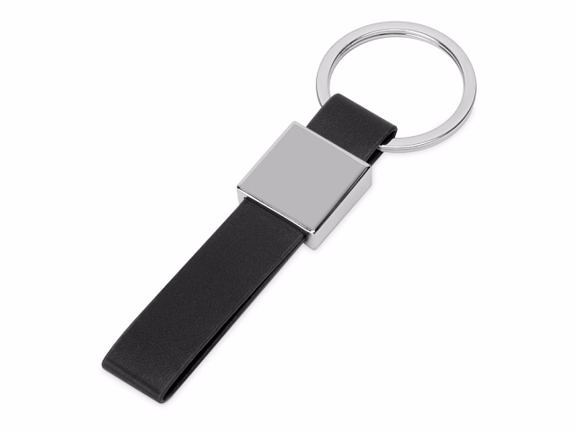 Брелок из металла и иск.кожи Strap, серебристый/черный Брелок из металла и иск.кожи Strap, серебристый/черный