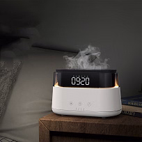 Светодиодный USB увлажнитель-ароматизатор Brava с часами с подсветкой, белый