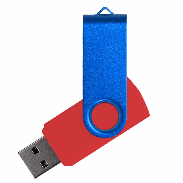 Флеш накопитель USB 2.0 Twister Сolor Mix 16GB, пластик Софт Тач/металл, красный/синий