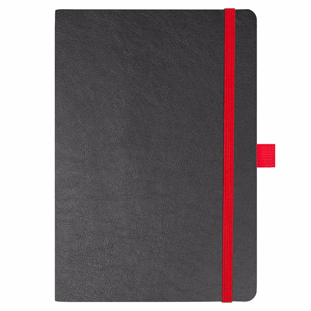 Блокнот Flexy Forest Urban Soft leather  А5, недатированный, с резинкой и петлей для ручки, в гибкой обложке, черно-красный