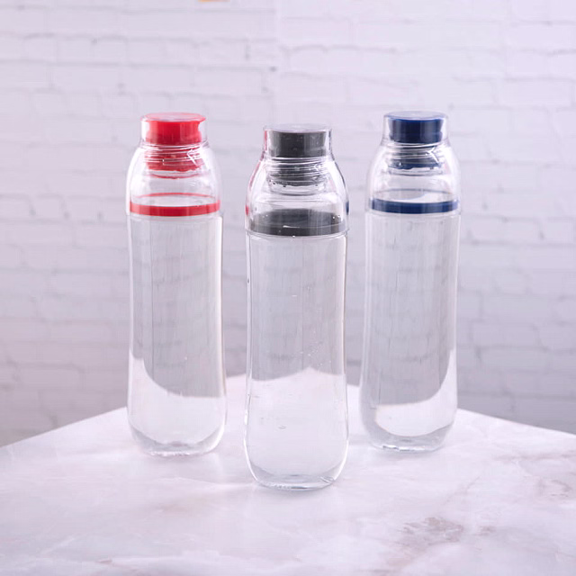 Бутылка для воды FIT, 700 мл; 24,5х7,4см, прозрачный с красным, пластик rPET Бутылка для воды FIT, 700 мл; 24,5х7,4см, прозрачный с красным, пластик rPET