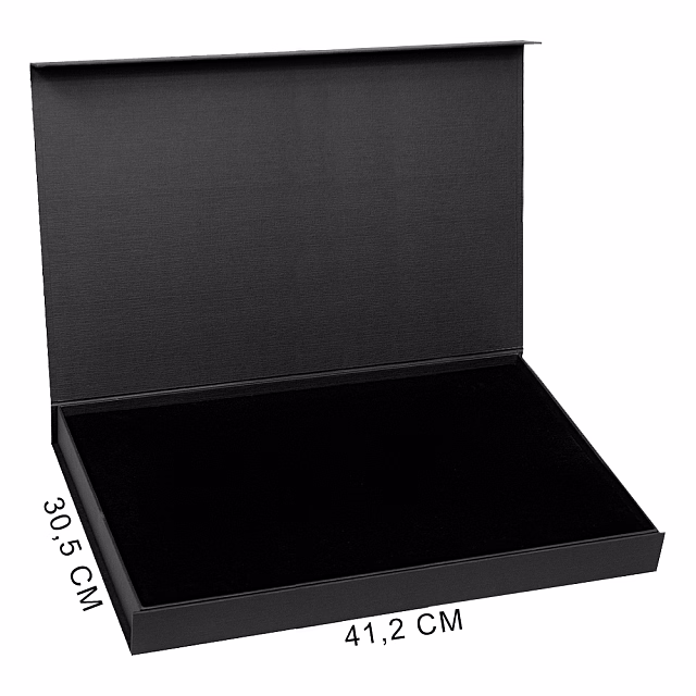 Подарочная коробка, размер 41,2*30,5*4,3 см, Solution Prestige Skyline Fabrique с магнитным клапаном, черная, с черным ложементом
